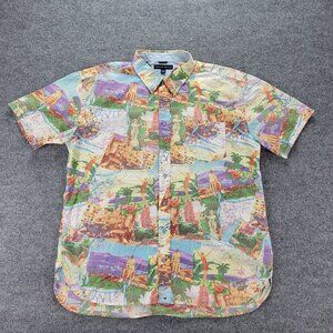 Tommy Hilfiger Shirt Mens 2XL Button Up European Maritimes All Over Print Preppy